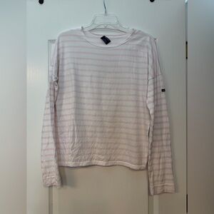 Saint James x J.Crew Pink and White Striped Long Sleeve Tee, M
